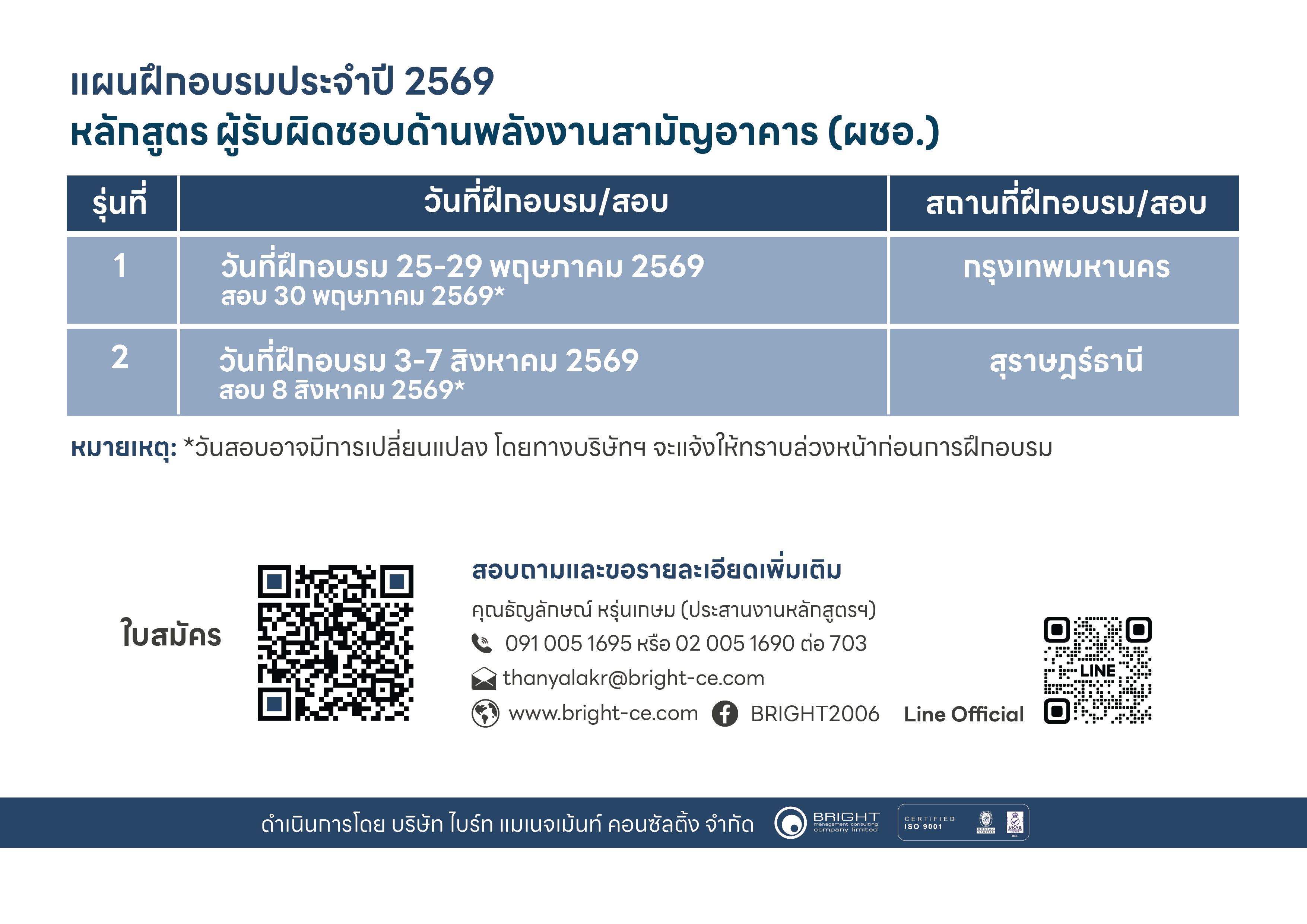 ฝึกอบรมผู้รับผิดชอบด้านพลังงานสามัญอาคาร2569
